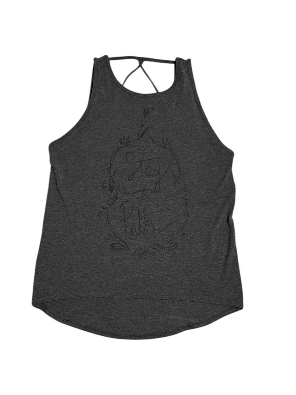 CALIA by Carrie Underwood Loop Back Graphic Tank “Stay the Path” Gray Size L New